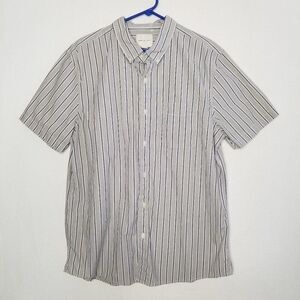 American Eagle Blue White Stripe Button Up Shirt XL